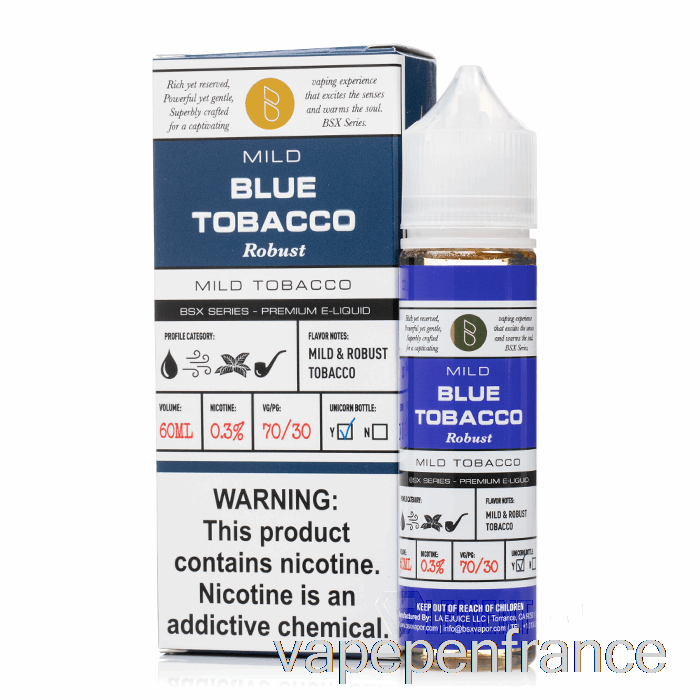 Tabac Bleu - Série Bsx - Stylo Vape 60 Ml 0 Mg